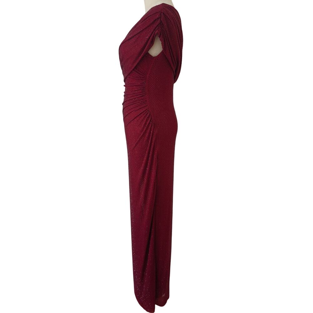 Self-Portrait Burgundy Rhinestone Drape Midi Dress US 6 - Picture 8 of 12